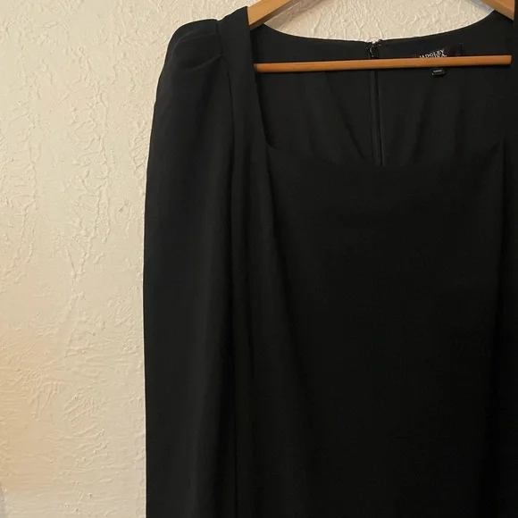 Badgley Mischka Black Puff Long Sleeve Square Neck Maxi Dress - Picture 6 of 9